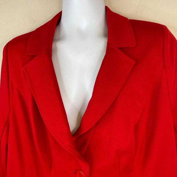 Lane Bryant Womens Button Up Blazer Size 18 Cherry Red Stretch Knit Jacket Comfy - Picture 7 of 11